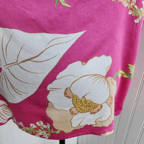 NWT Cynthia Rowley Womens Tank Top Womens Floral Loose Pink Tan White Rayon Sz M - Picture 8 of 11